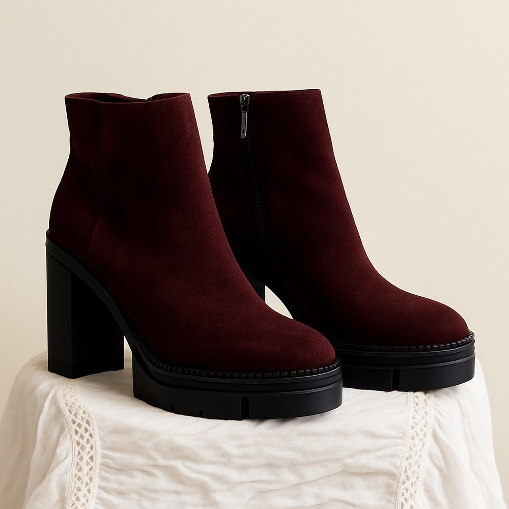 NEW Aquatalia Dark Red Heeled Boots